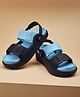Toothless Colour Blocked Lightweight Mock Sandal Designed Velcro Closure Clogs - Navy & Sky Blue
