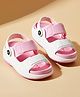 Toothless Colour Blocked Lightweight Mock Sandal Designed Velcro Closure Clogs - Pink & White