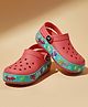 Toothless Space Theme Designed Perforated Slingback Clogs - Fuchsia