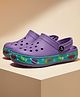 Toothless Space Theme Designed Perforated Slingback Clogs - Purple