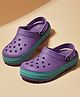 Toothless Placement Striped Perforated Slingback Clogs - Purple