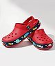 Toothless Space Theme Designed Perforated Slingback Clogs - Red