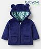 Babyoye Fur Knit Full Sleeves Solid Dyed Hooded Winter Jacket - Navy Blue