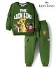 Babyhug Disney Terry Knit Full Sleeves Sweatshirt and Track Pant with Lion King Graphic & Badge Detailing - Olive Green