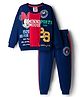 Babyhug Disney Terry Knit Full Sleeves Cut & Sew Sweatshirt & Track Pant Set With Minnie Graphics - Navy Blue
