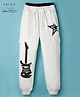 Arias Cotton Knit Full Length Lounge Pant with Guitar Print - White