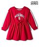 Babyhug Disney Terry Knit Drop Shoulder Full Sleeves Oversized Dress With Minnie Mouse Graphics - Maroon