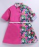 M'andy Woven Full Sleeves Floral Printed Shirt Style Cut & Sew Dress With Belt - Majenta