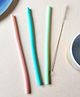 Ji andJa 3Pcs. Silicone Foldable Reuseable Straw for Drinking Juices Beers Colddrinks with Cleaning Brush, Random Color,Multicolor