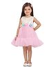 Tiny Kingdom Net Woven Sleeveless Floral Applique Detailed Dress - Pink