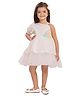 Tiny Kingdom Net Woven Half Puffed Sleeves Floral Applique Detailed Layered Dress - White