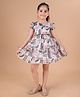PINK MERMAID Chiffon Knit Half Puffed Sleeves Paisley Printed Dress - Peach