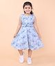 PINK MERMAID Cotton Knit Sleeveless Floral Printed Dress - Blue