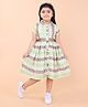 PINK MERMAID Cotton Knit Half Sleeves Floral Printed Shirt Style Dress - Green