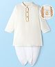 EARTHY TOUCH Cotton Woven Full Sleeves Solid Kurta Dhoti Set - White