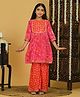 Trampoline Cotton Woven Three Fourth Sleeves Floral Printed Gota Lace Embellished Kurti & Sharara Set - Pink