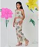 Trampoline Cotton Woven Sleeveless Floral Printed & Tassels Detailed Top & Palazzo Set - Multi Colour