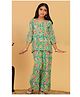 Trampoline Cotton Woven Three Fourth Sleeves Paisley Printed Gota Lace Embellished Top & Palazzo Set - Multi Colour