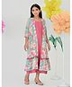 Trampoline Cotton Woven Floral Printed Dress With Three Fourth Sleeves Shrug Set - Pink