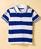 Kookie Kids Cotton Knit Half Sleeves Striped Polo T-Shirt - Navy Blue