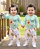 Babyhug Disney Interlock Knit Full Sleeves Onesie with Leggeing Set & Winnie the Pooh Graphic - Sea Green & White