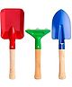 AKN TOYS Set of 3 Kids Garden Tool Set (Cultivator, Spade and Shovel) with Wooden Handle, Beach Set- PACK OF 1 - ( COLOR MAY VARY )