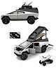 AKN TOYS 3 in 1 Camping Car Model With Rv Motorcycle Diecast Metal Toy Car Model Pickup Truck 1:24 Toy Camper Van With Sound and Light Effect - Pack of 1 - ( Color May Vary )