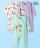 Babyhug Disney Interlock Knit Full Sleeves Romper with Winnie the Pooh Graphic Pack of 3 - White Lavender & Sea Green