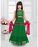 Tiny Kingdom Georgette Woven Sleeveless Floral & Birds Embroidered Lehenga Choli With Dupatta Set - Green