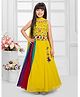 Tiny Kingdom Georgette Woven Sleeveless Floral & Birds Embroidered Lehenga Choli With Dupatta Set - Yellow