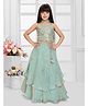Tiny Kingdom Silk Woven Sleeveless Sequins Embellished & Floral Embroidered Lehenga Choli With Dupatta Set - Green
