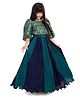 Tiny Kingdom Woven Three Fourth Balloon Sleeves Floral Printed Lehenga Choli Set - Green