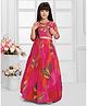 Betty By Tiny Kingdom Satin Woven Leaves Embroidered Beads Embellished Lehenga Choli With Three Fourth Sleeves Shrug Set - Pink