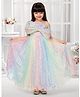 Tiny Kingdom Net Woven Sleeveless Sequin Embellished & Bow Applique Detailed Ombre Gown - Multi Colour