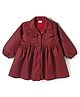 Babyhug Suede Woven Full Sleeves Winter Frocks with Checks - Maroon