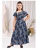 Lei-Chie Georgette Woven Half Layered Sleeves Floral Printed Dress - Blue