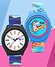 Ji & Ja Set Of 2 Sea Life & Camouflage Designed Analogue Watches - White & Blue