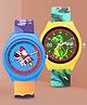 Ji & Ja Set Of 2 Space Theme & Baby Dinosaur Designed Analogue Watches - Blue & Green