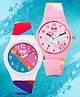 Ji & Ja Set Of 2 Colour Blocked & Unicorn Designed Analogue Watches - Pink & Multi Colour