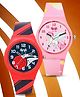 Ji & Ja Set Of 2 Basketball & Unicorn Designed Analogue Watches - Red & Pink