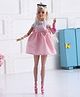 Barbie Deluxe Style Doll 3 in Barbiecore Outfit, Blond Hair in Top Knot, Pink Pastel Dress with Oversized Bow and Accessories Like Mesh Tights??? Pink - Height 30 cm