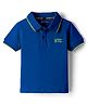 Kookie Kids Cotton Knit Half Sleeves Polo T-Shirt with Tipping & Nyc Text Embroidery - Royal Blue