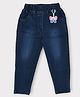 Kiwi Denim Woven Mild Washed Jeans With Butterfly Keychain Set - Blue