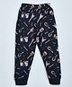 Hrit Cotton Knit Musical Instruments Printed Lounge Pants - Blue