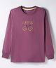 Doreme Single Jersey Knit Full Sleeves T-Shirt with Front & Back Cycling Print - Plum