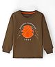 Doreme Single Jersey Knit Full Sleeves T-Shirt with Basketball Print - Light Brown