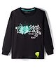 Doreme Single Jersey Knit Full Sleeves T-Shirt with Front & Back Text Print - Black