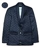 Charchit Cotton Blend Woven Full Sleeves Chevron Textured Blazer With Rhinestones Embellished Tee Set - Navy Blue