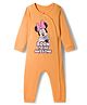 Babyhug Disney Interlock Knit Full Sleeves Front Open Romper with Minnie Mouse Graphics - Orange