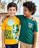 HoneyHap Disney Single Jersey Knit Half Sleeves T-Shirts with Mickey Mouse Graphic Pack of 2 - Yellow & Teal Blue